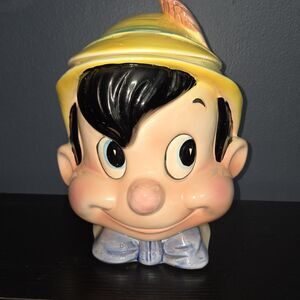 RARE Pinocchio head Cookie Jar Walt Disney Vintage Disneyana collectible